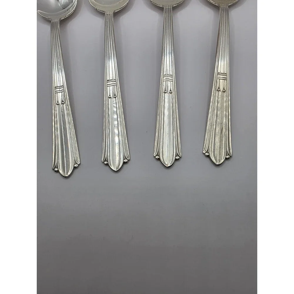 4 Teaspoons Stratford Plate Sectional Marked IS Vintage